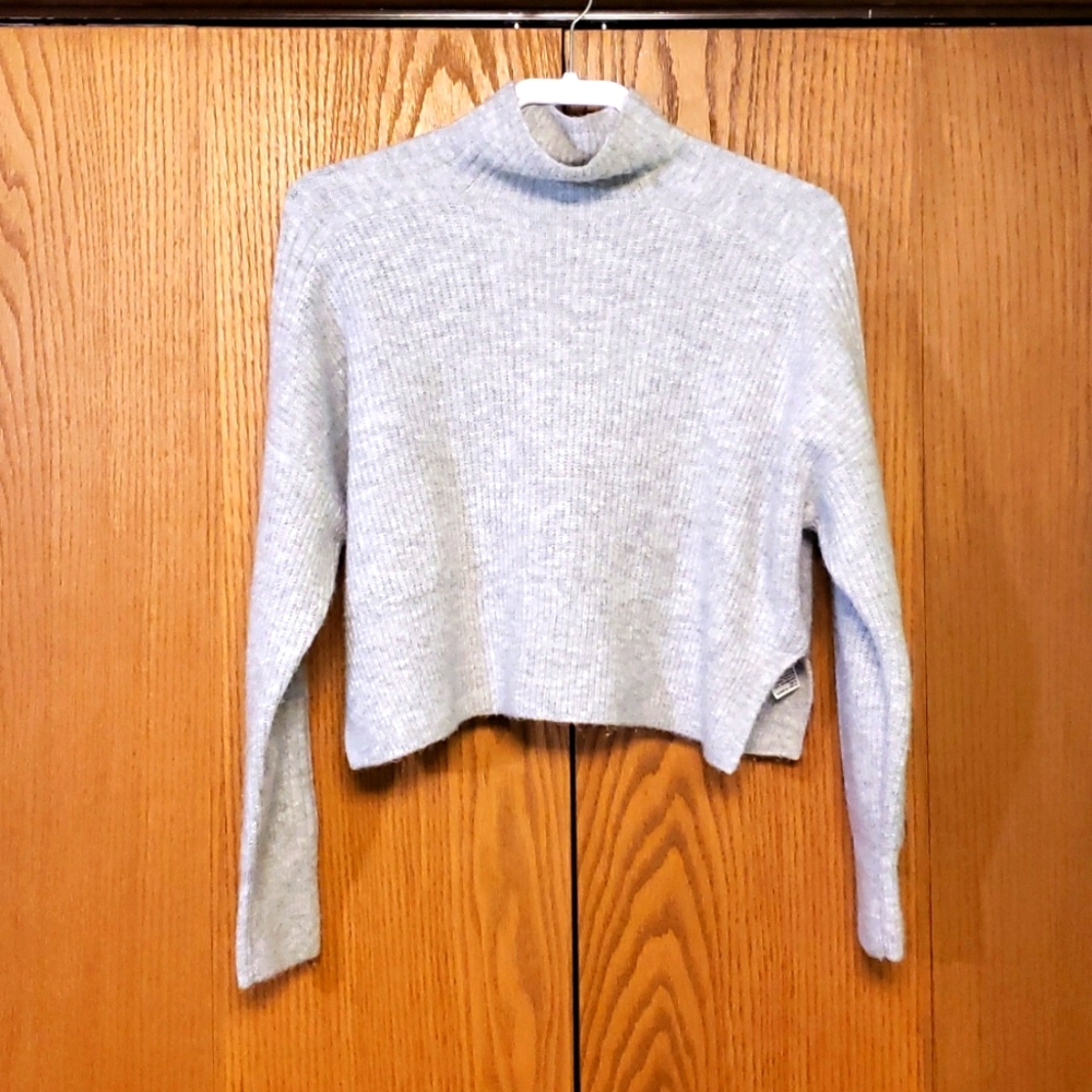 Topshop Women's S Grey Cropped Sweater